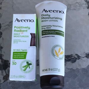 2 Aveeno Daily Moisturizing Body Lotion + Positively Radiant Moisturizer SPF 30